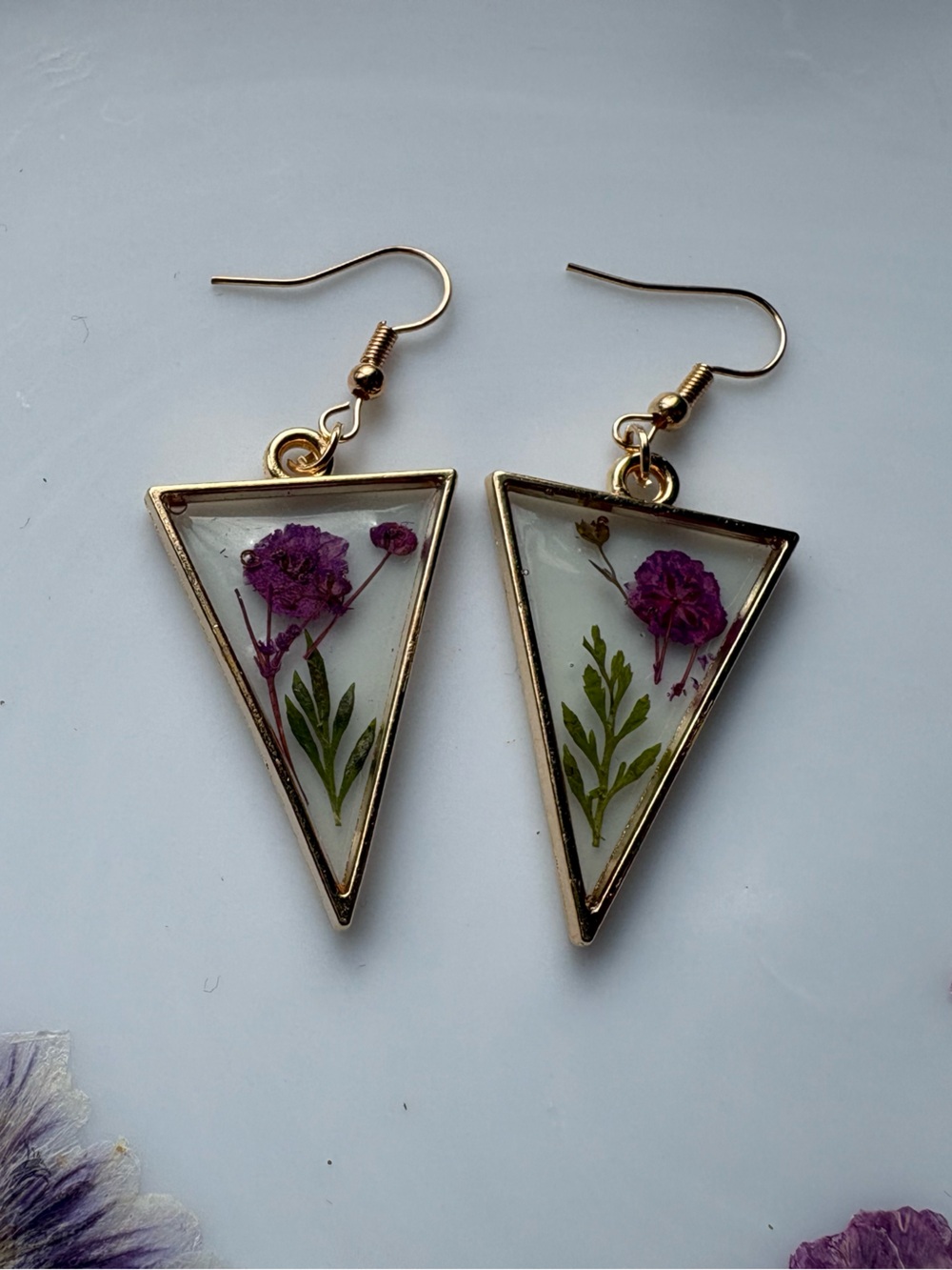 Handmade Floral Resin Earrings